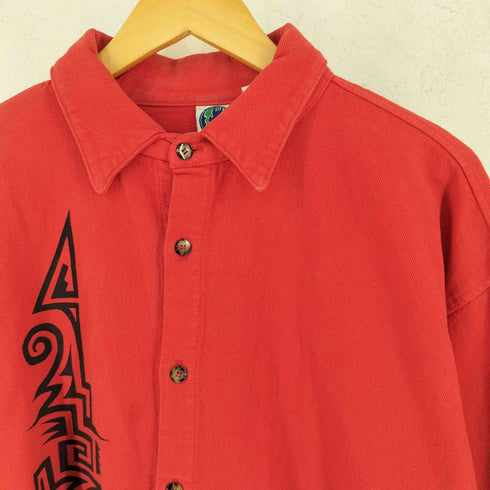 WEK 80-90s MADE IN USA トライバルプリント レギュラーカラーL/S シャツ メンズ SMALL