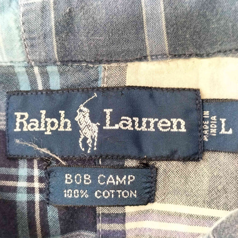 ラルフローレン RALPH LAUREN 90S BOB CAMP パッチワーク S/S オープンカラー ボタンダウン シャツ メンズ import:L