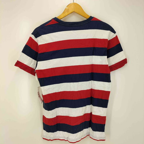 ポロバイラルフローレン Polo by RALPH LAUREN 90-00S ポニー 刺繍 マルチ ボーダー ポケット S/S クルーネック Tシャツ メンズ XL(20)