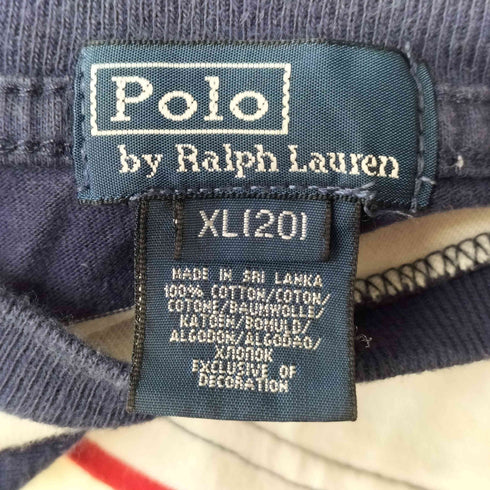 ポロバイラルフローレン Polo by RALPH LAUREN 90-00S ポニー 刺繍 マルチ ボーダー ポケット S/S クルーネック Tシャツ メンズ XL(20)