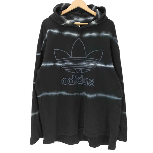 アディダス adidas 90S デサント製 タイダイ ボーダー トレフォイルロゴ プルオーバー パーカー フーディー メンズ JPN:L