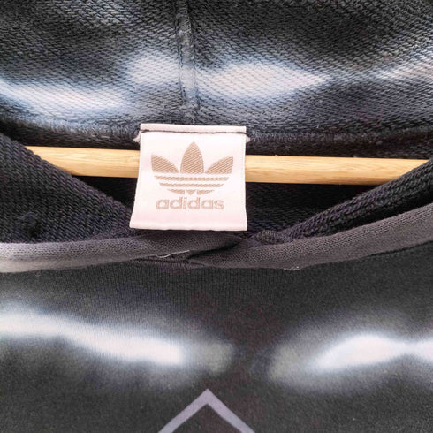 アディダス adidas 90S デサント製 タイダイ ボーダー トレフォイルロゴ プルオーバー パーカー フーディー メンズ JPN:L