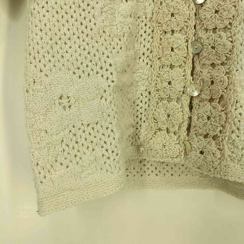 ザラ ZARA クロシェ編み 半袖 カーディガン レディース import:M