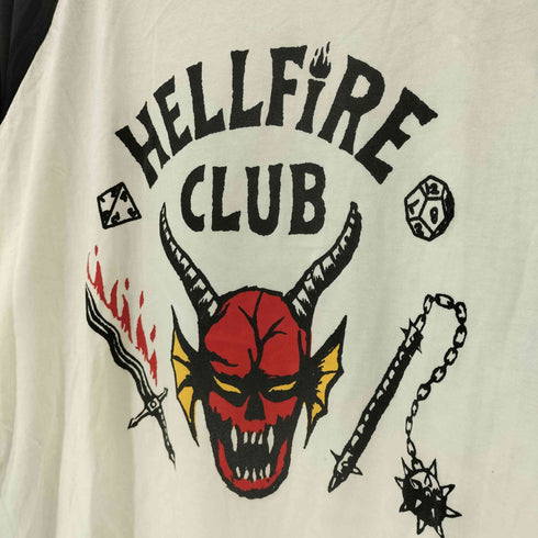 ストレンジャーシングス Stranger Things HELLFIRE CLUB ラグラン プリント 七分袖 Tシャツ カットソー メンズ import:XXL
