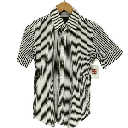 ラルフローレン RALPH LAUREN SUPER SLIM FIT ポニー刺しゅう ストライプ 半袖シャツ レディース JPN:S