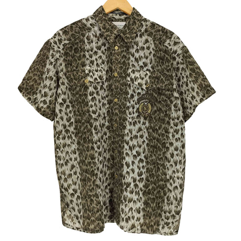 バレンザポースポーツ VALENZA PO SPORTS ヒョウ柄 金釦 S/S シャツ Y2K メンズ US:40