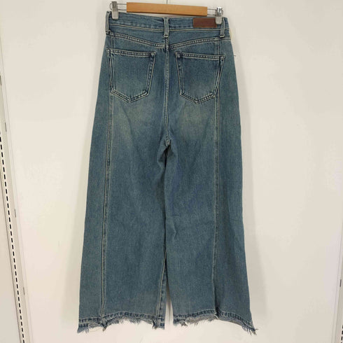フリンジ加工 ワイド デニム パンツ レディース JPN:XL