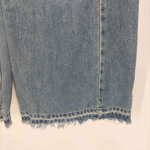 フリンジ加工 ワイド デニム パンツ レディース JPN:XL