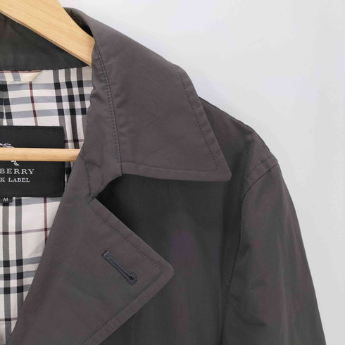 バーバリーブラックレーベル BURBERRY BLACK LABEL 裏地ノバチェック ガンフラップ付き ブラック バルマカーン ステンカラー コート メンズ