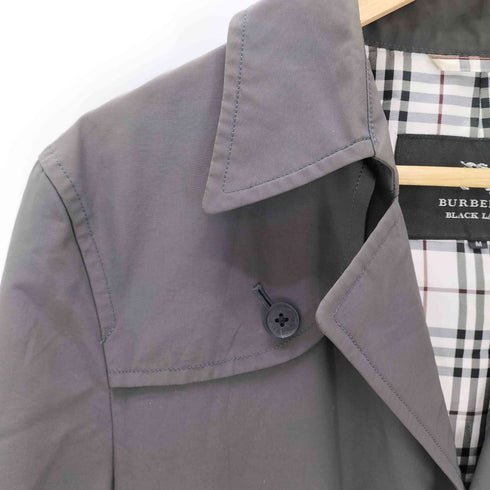 バーバリーブラックレーベル BURBERRY BLACK LABEL 裏地ノバチェック ガンフラップ付き ブラック バルマカーン ステンカラー コート メンズ