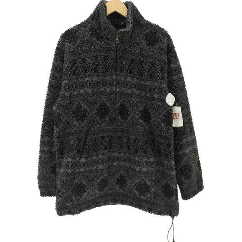 ウールリッチ WOOLRICH 90S OLD 白タグ USA製 総柄 ノルディック ボア フリース ハーフジップ アノラック プルオーバー 裾ドローコード メンズ import:L