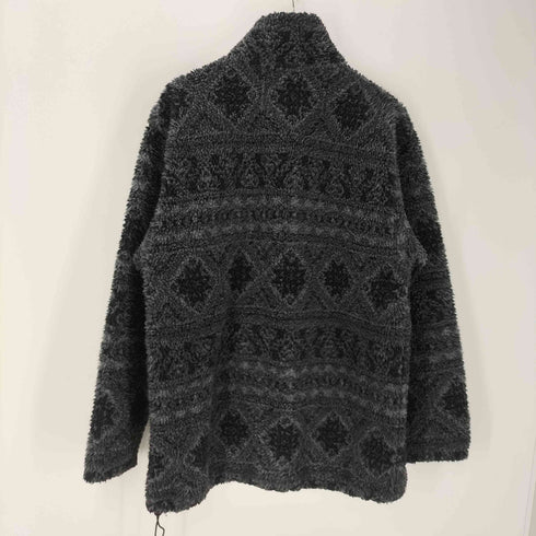 ウールリッチ WOOLRICH 90S OLD 白タグ USA製 総柄 ノルディック ボア フリース ハーフジップ アノラック プルオーバー 裾ドローコード メンズ import:L