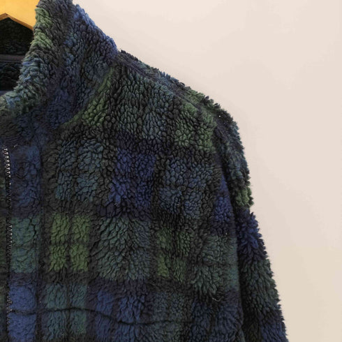 ギャップ Gap 90S OLD デカタグ チェック ボア フリース フルジップ ブルゾン ジャケット メンズ import:M