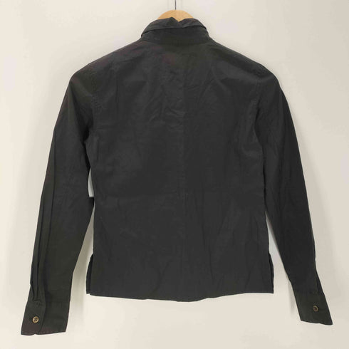 アニエスベー agnes b. PARIS 90S OLD サンライズ期 L/S クロップド ブラック プレーン シャツ レディース O