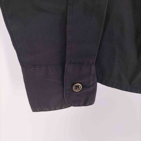 アニエスベー agnes b. PARIS 90S OLD サンライズ期 L/S クロップド ブラック プレーン シャツ レディース O