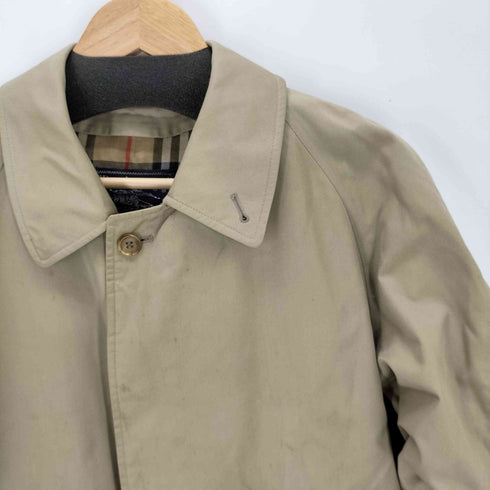 バーバリーズ BURBERRYS 80s MADE IN ENGLAND 裏地ノバチェック 比翼ステンカラーコート メンズ 44 SHORT