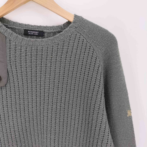 バーバリーブラックレーベル BURBERRY BLACK LABEL ロゴ刺繍 ガンパッチ ハンティング L/S ニット メンズ 2