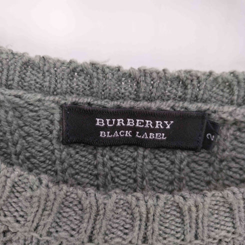 バーバリーブラックレーベル BURBERRY BLACK LABEL ロゴ刺繍 ガンパッチ ハンティング L/S ニット メンズ 2