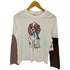 MEIHAO STORE 袖 切替 犬 プリント ボーダー L/S トップス レディース import:M