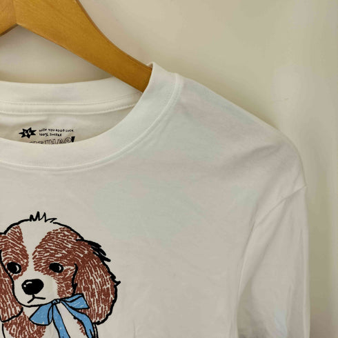 MEIHAO STORE 袖 切替 犬 プリント ボーダー L/S トップス レディース import:M