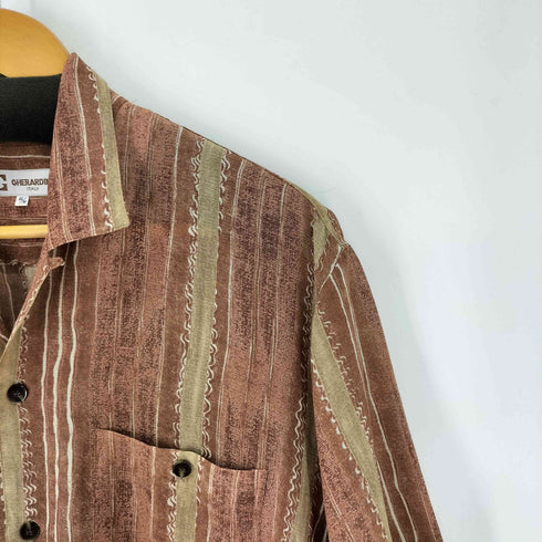 ゲラルディーニ GHERARDINI 日本製 ループカラー 開襟 S/S シャツ メンズ JPN:M