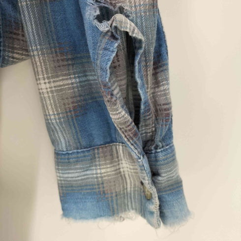 50-60S コットン 開襟 オープンカラー チェック柄 L/S プリント ネル シャツ ボックス 襤褸 ボロ vintage ヴィンテージ メンズ import:L