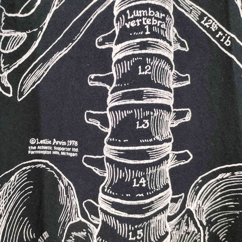 90-00S FRUIT OF THE LOOM ボディ leslie arwin 1978 骨格標本 プリント S/S クルーネック Tシャツ メンズ import:XL
