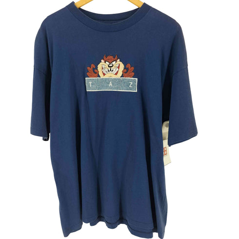90S 袖裾シングル キャラクター刺繍 クルーネックTシャツ メンズ