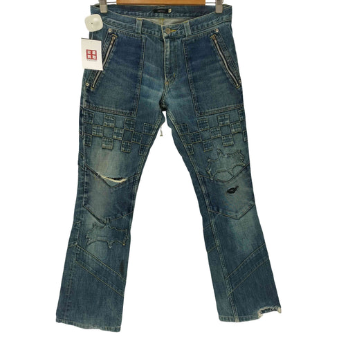 アンダーカバー UNDERCOVER 01AW D.A.V.F期 立体裁断 再構築 パッチワーク リビルド ダメージ 45 デニム パンツ Archive アーカイブ メンズ JPN:M