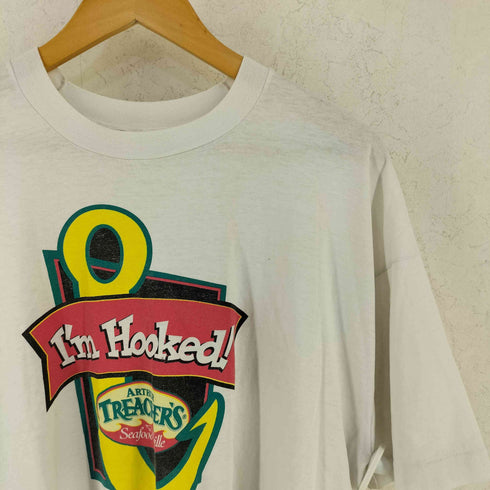 袖裾シングル フックプリント クルーネックTシャツ メンズ
