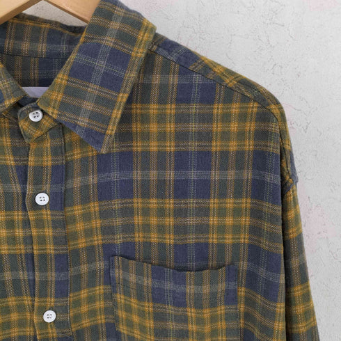OUSWE 切りっぱなし チェックネルシャツ メンズ XL