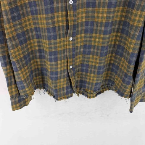 OUSWE 切りっぱなし チェックネルシャツ メンズ XL