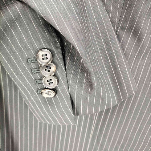 イーズィーバイゼニア E.Z BY ZEGNA 裏地背抜き 絹 シルク メリノ ウール 2B ストライプ テーラード ジャケット スラックス セットアップ 三陽商会 メンズ 44
