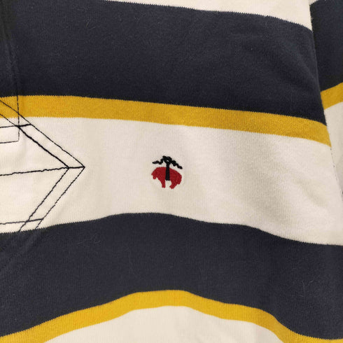 ブルックスブラザーズ BROOKS BROTHERS ロゴ 刺繍 L/S ボーダー ラガー ポロ シャツ メンズ import:XL