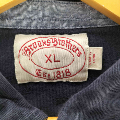 ブルックスブラザーズ BROOKS BROTHERS ロゴ 刺繍 L/S ボーダー ラガー ポロ シャツ メンズ import:XL