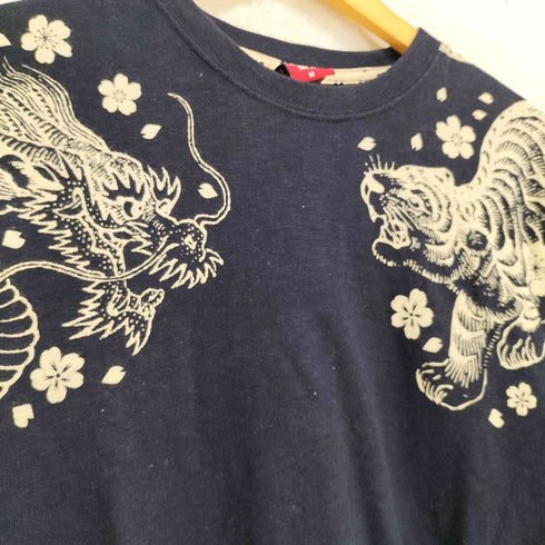 MATCH LABEL 和柄 両面プリント クルーネックTシャツ メンズ JPN:M