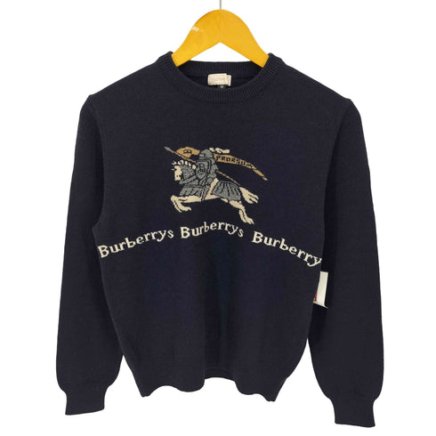 バーバリーズ BURBERRYS 90S 白タグ ウール カシミヤ ロゴ クルーネック ニット レディース import:M