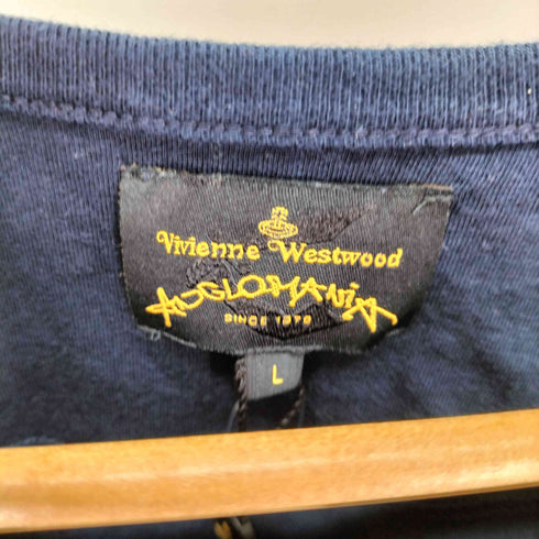 ヴィヴィアンウエストウッドアングロマニア Vivienne Westwood ANGLOMANIA ボーダーマリン系 オーブ刺繍 Tシャツ レディース import:L