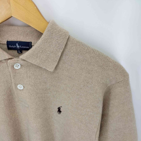 ラルフローレン RALPH LAUREN ポニー 刺繍 ウール ニット ポロ シャツ レディース import:L
