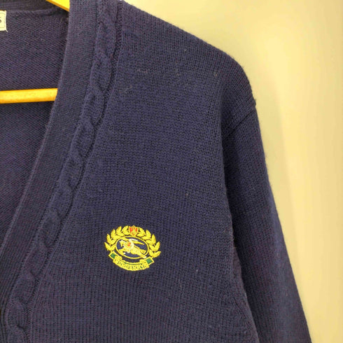 バーバリーズ BURBERRYS 90S 白タグ エンブレム 刺繍 金ボタン ウール ニット カーディガン レディース 160A