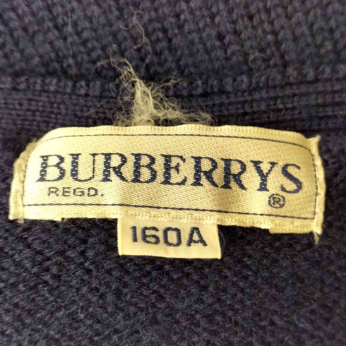 バーバリーズ BURBERRYS 90S 白タグ エンブレム 刺繍 金ボタン ウール ニット カーディガン レディース 160A