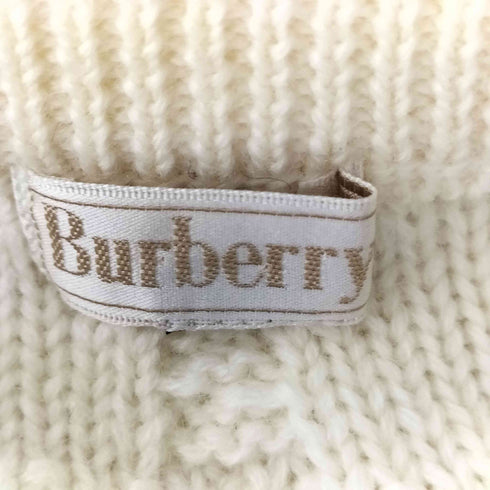 バーバリーズ BURBERRYS 90S 白タグ クルーネック ケーブル ニット カーディガン メンズ import:M