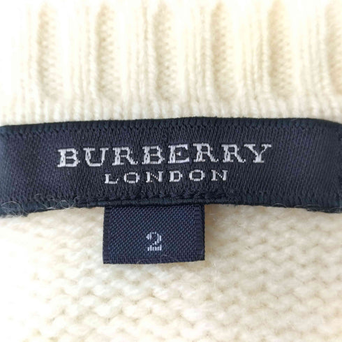 バーバリーロンドン BURBERRY LONDON 裾 ロゴ 刺繍 ウール カシミヤ プルオーバー ケーブル ニット レディース 2