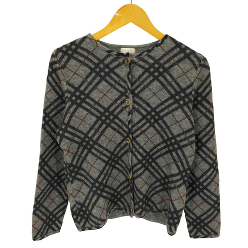 バーバリーズ BURBERRYS 90S 白タグ チェック モヘヤ ニット クルーネック カーディガン レディース import:M