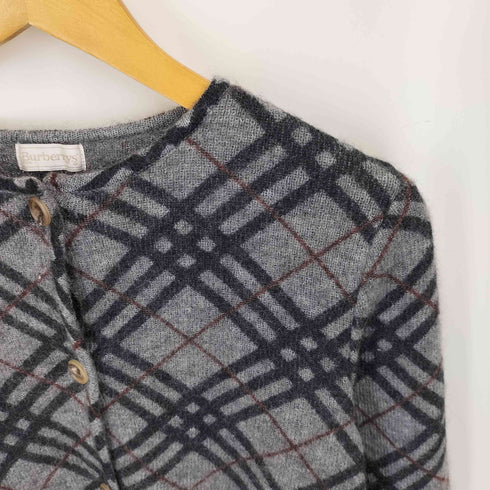 バーバリーズ BURBERRYS 90S 白タグ チェック モヘヤ ニット クルーネック カーディガン レディース import:M