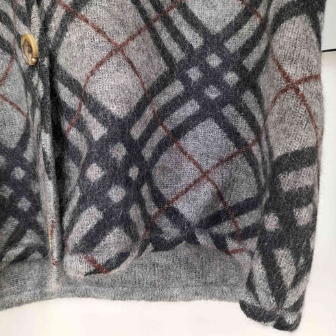 バーバリーズ BURBERRYS 90S 白タグ チェック モヘヤ ニット クルーネック カーディガン レディース import:M