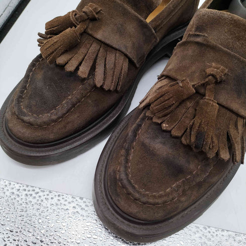 Dr.Martens 社製 MADE IN ENGLAND 英国製 本革 リアル スエード タッセル ローファー メンズ 26-27cm