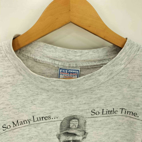 オールスポーツ ALL sport 90S USA製 So Many Lures... So Little Time. ルアー フィッシング アート コットンTシャツ メンズ import:L