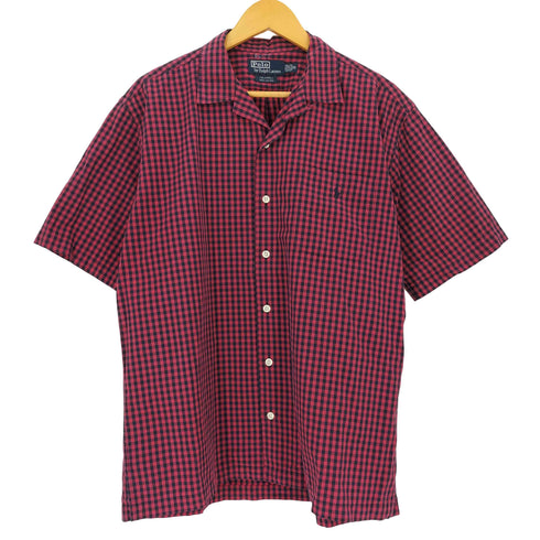 ポロバイラルフローレン Polo by RALPH LAUREN 90S CALDWELL スモールポニー刺繍 ギンガムチェック オープンカラーシャツ メンズ import:M