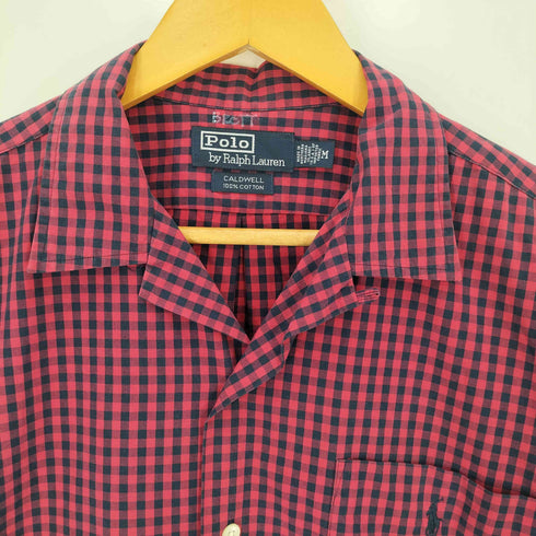 ポロバイラルフローレン Polo by RALPH LAUREN 90S CALDWELL スモールポニー刺繍 ギンガムチェック オープンカラーシャツ メンズ import:M